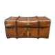 Antique brown travel case with wooden slides from the early 1900s