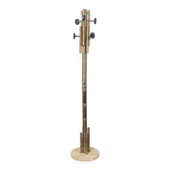 Vintage 1960s brass and crystal floor coat stand italian design