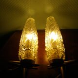 Vintage Glass Moulded Wall Sconces, 1960s, Set of 2