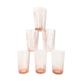 Lot de 6 verres à orangeade en verre rose Rosaline arcoroc luminarc  12cm vintage