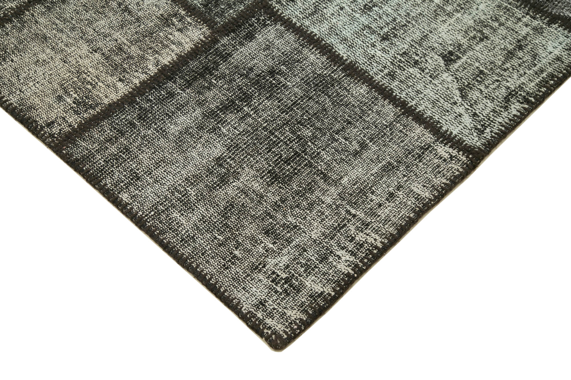 Handmade Turkish Overdyed 176 cm x 242 cm Black Patchwork Carpet