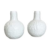 Set of 2 Original OP Art Biscuit Porcelain Vases by AK Kaiser, Germany, 1970s