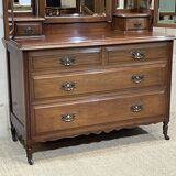 English walnut dressing table chest of drawers - early XXth