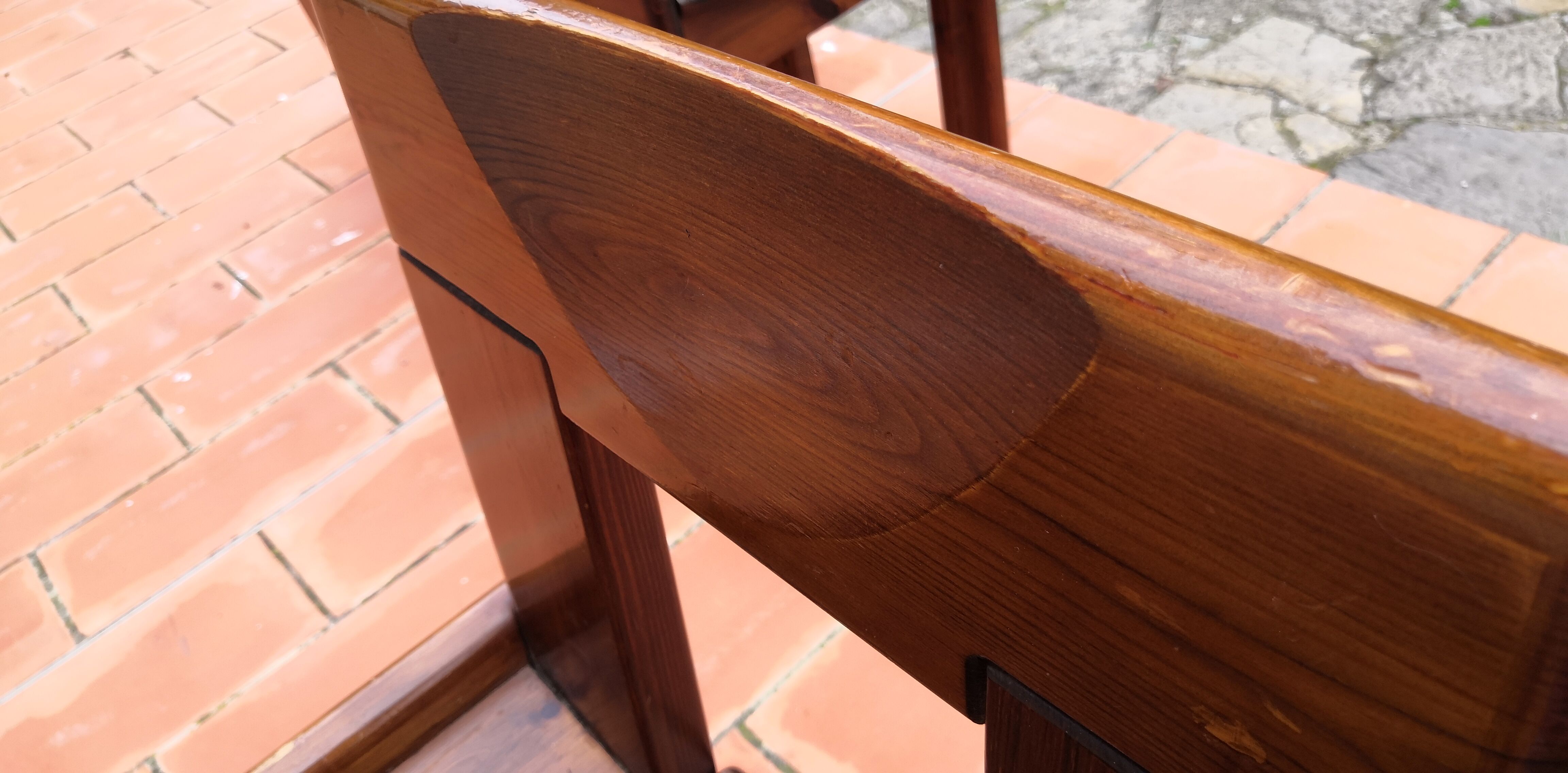 Brutalist Solid Pine Chairs Set of 4, 70s