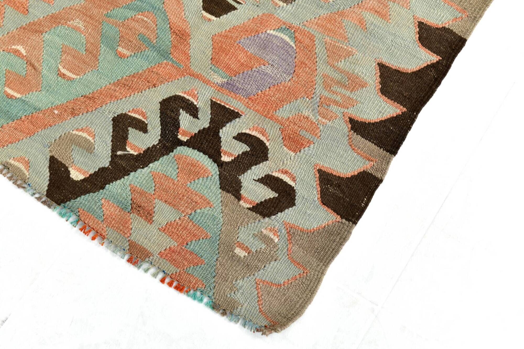5x8 Blue & Brown Turkish Vintage Kilim Rug, 153x235Cm SK 35166
