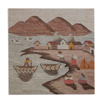 Vintage wool wall tapestry