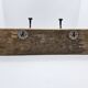 Solid teak coat hook with 2 double cast iron hooks