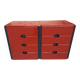 Como Bedside Tables MB3 Model in Red Lacquer and Burnished Brass by Luigi Caccia Dominioni for Azucena, 1970s, Set of 2