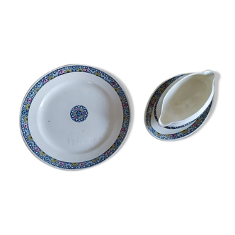 Plat et saucière Porcelaine Manon Longchamp Lot de 2 Brocanteespritdantan