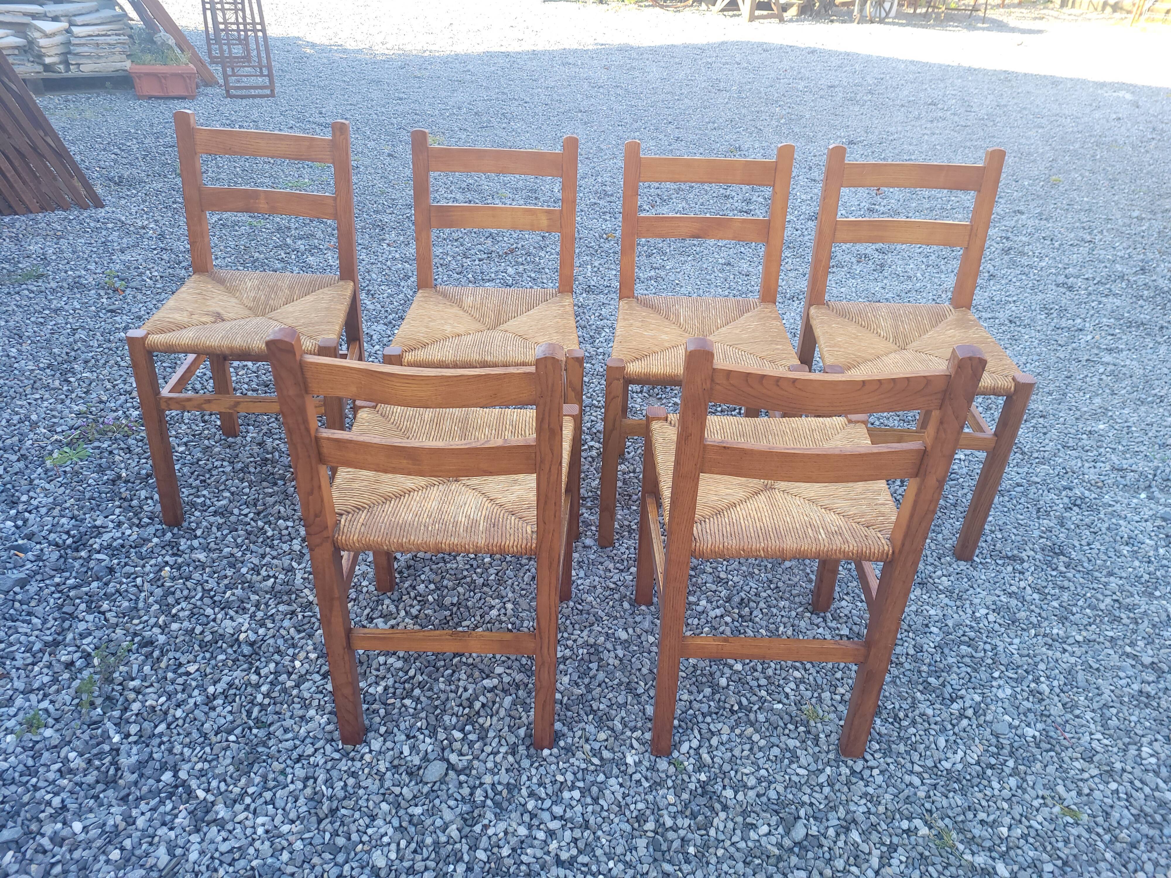 6 rustic oak chairs