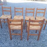 6 rustic oak chairs