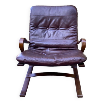 Fauteuil design Siesta, scandinave, cuir , 1960, 70s