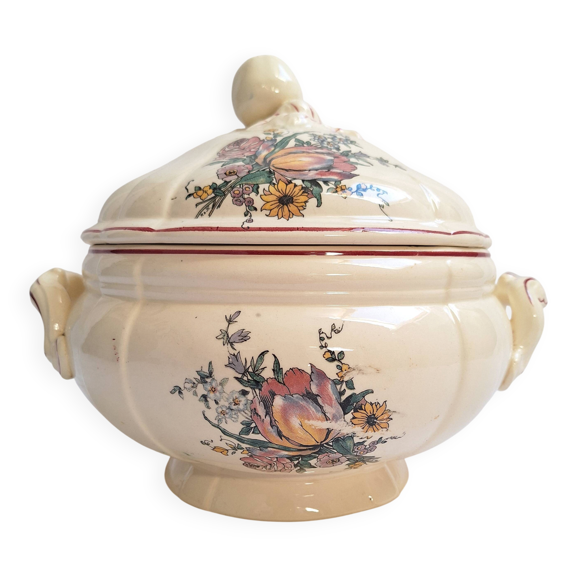 Soup tureen Digoin Sarreguemines Model Lorraine