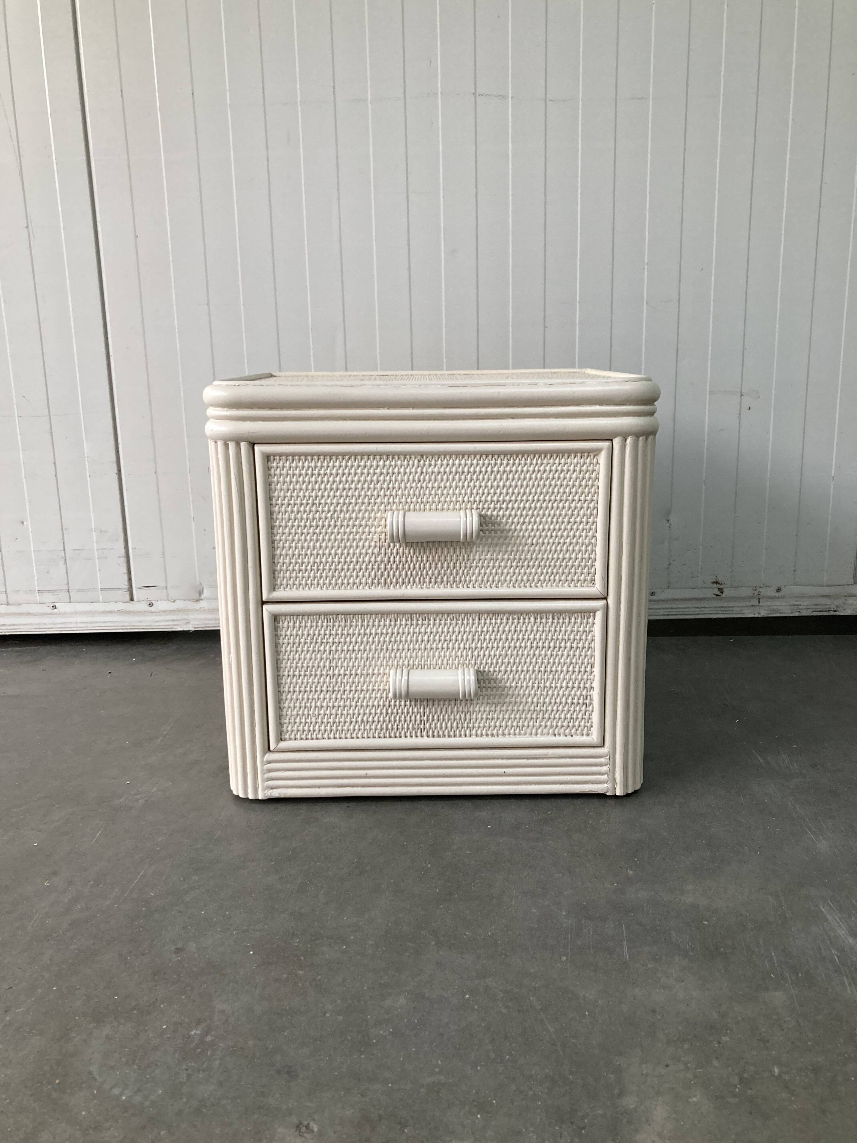 Vintage Rattan, Bamboo Night Stand Off-White, 70/80s