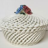 Vintage braided porcelain basket