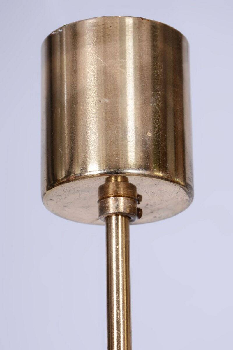 Mid-Century Modern Pendant Light in Brass and Opaline Glass from Kamenický Šenov, 1960s