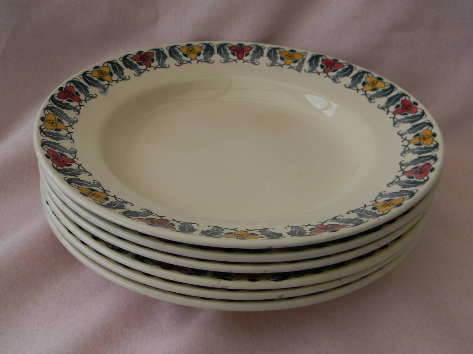 Set of 6 deep plates in earthenware from LONGCHAMP. Berthe model.