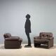 Pair of brown leather armchairs "Coronado"