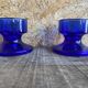 Pair of Vintage Cobalt Blue Moulded Glass Candle Holders #D991