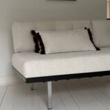 Modernist canapé design – Completely reupholstered in Pierre Frey fabric.