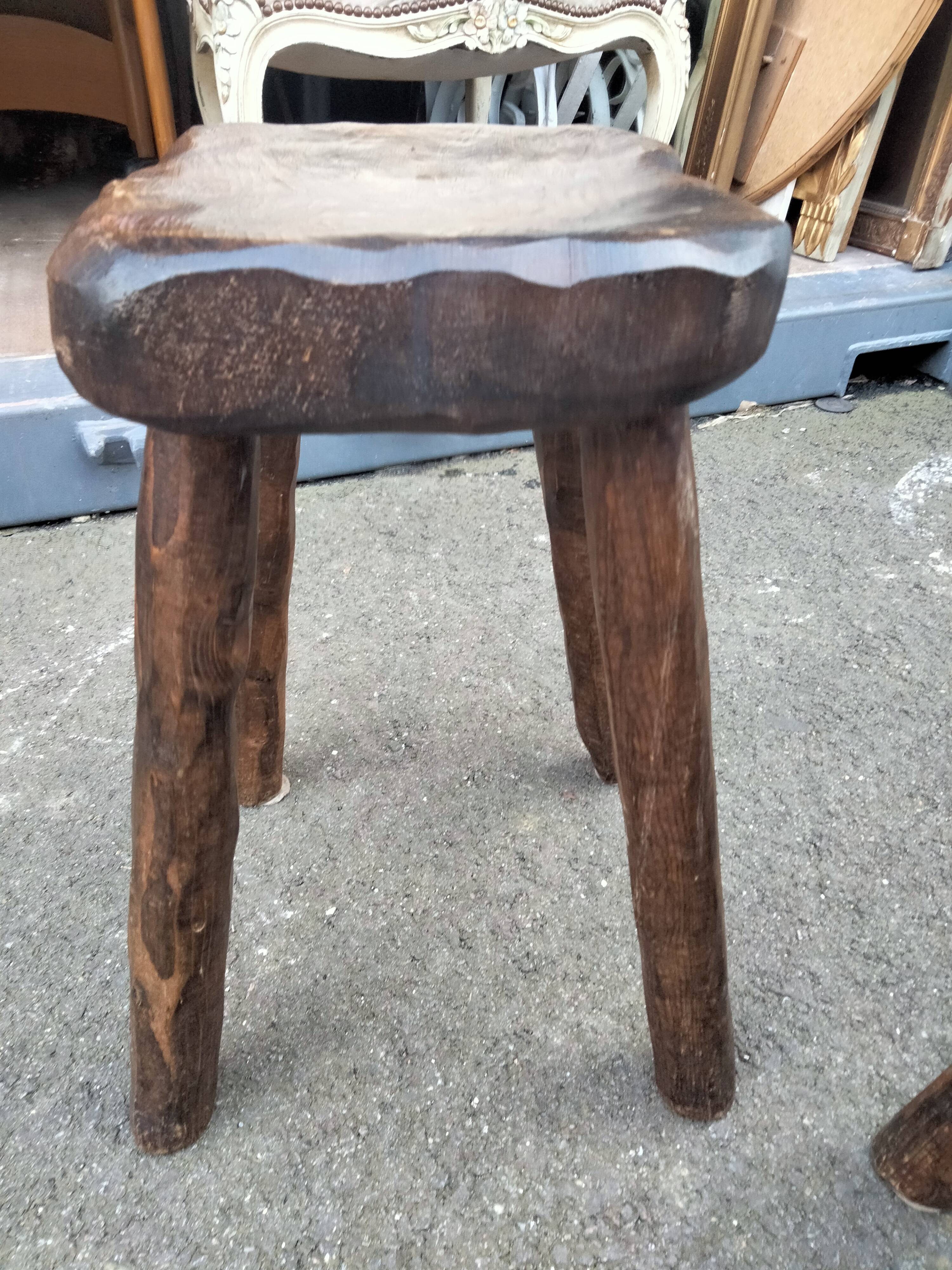 Pair of antique wooden chair stools vintage tree trunk décor