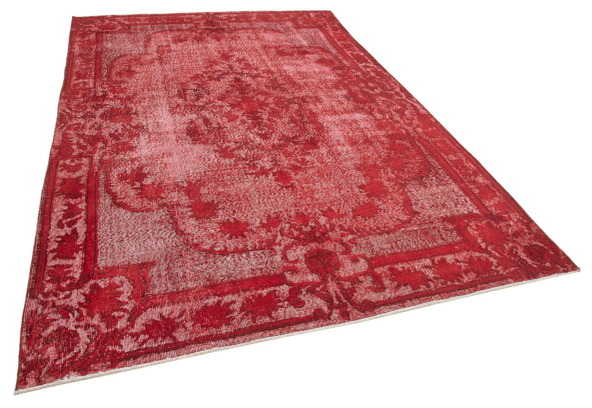 Hand-knotted contemporary oriental 1980s 202 cm x 309 cm red carpet