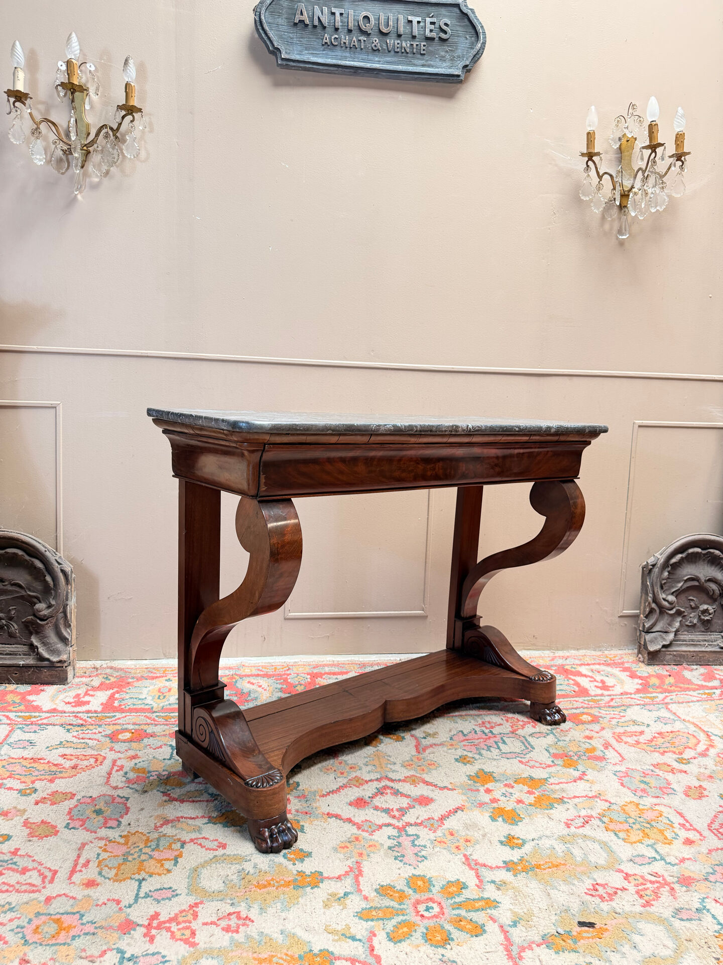 CONSOLE IN MAHOGANY FROM THE RESTORATION PERIOD 19TH CENTURY