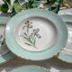 6 vintage white and green porcelain soup plates Iris Moulin des Loups "Sargosse" 1950s