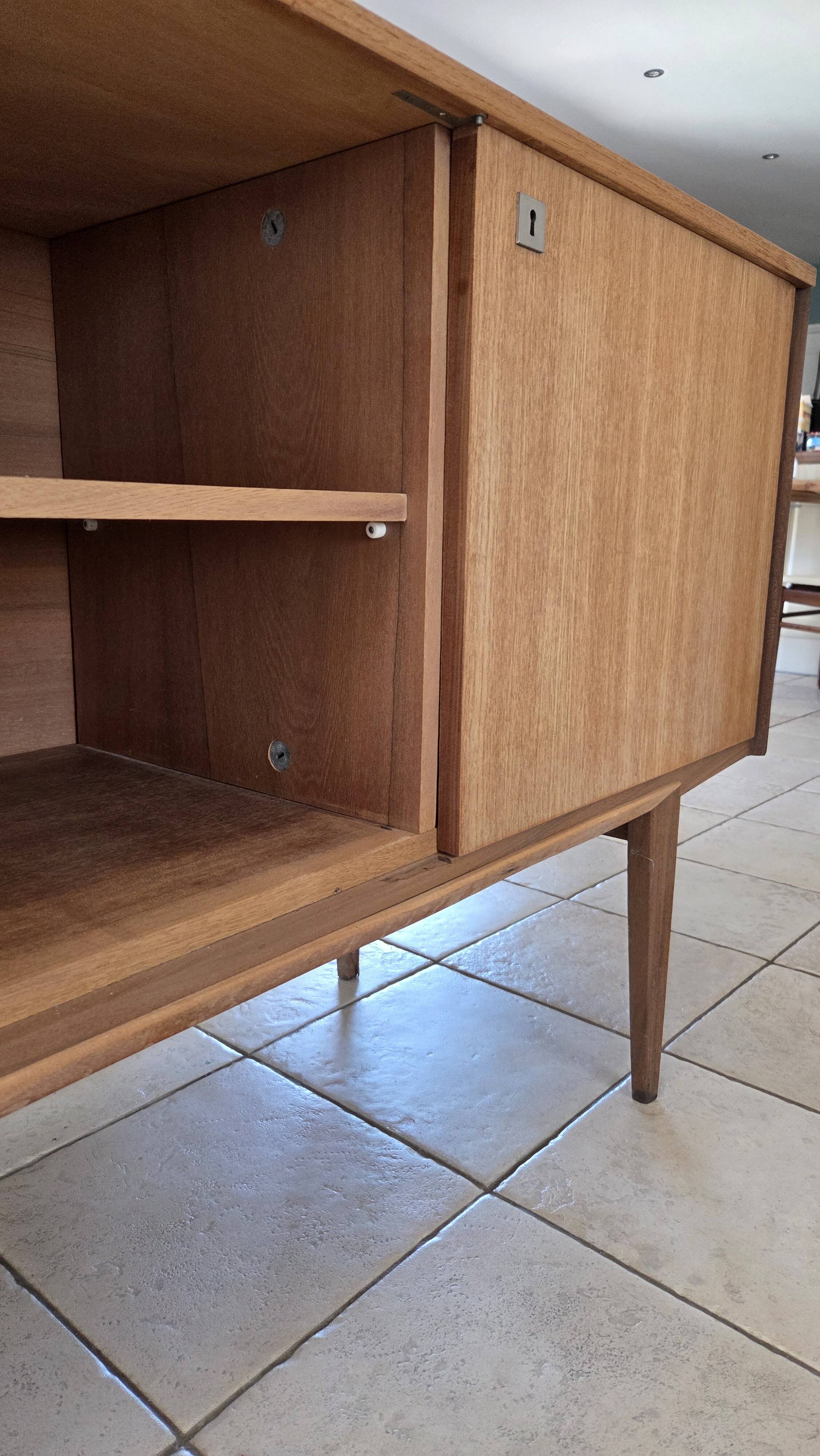 Large vintage teak sideboard 220 cm – 1960s/70s – Scandinavian design