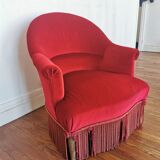 Fauteuil crapaud velours rouge