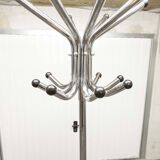 Parrot coat rack 16 hooks industrial in chromed metal and base + black balls 1960
