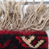 Tapis vintage fait main Ersari – 25 x 31 cm – Rouge éclatant - 1C969