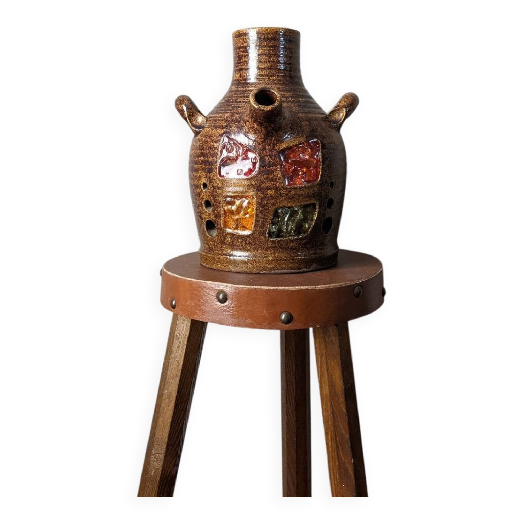 Vintage table lamp base Accolay brutalist country decoration