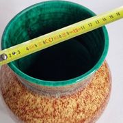 Glazed stoneware vase in green and brown speckled – signed Accolay – 22 cm