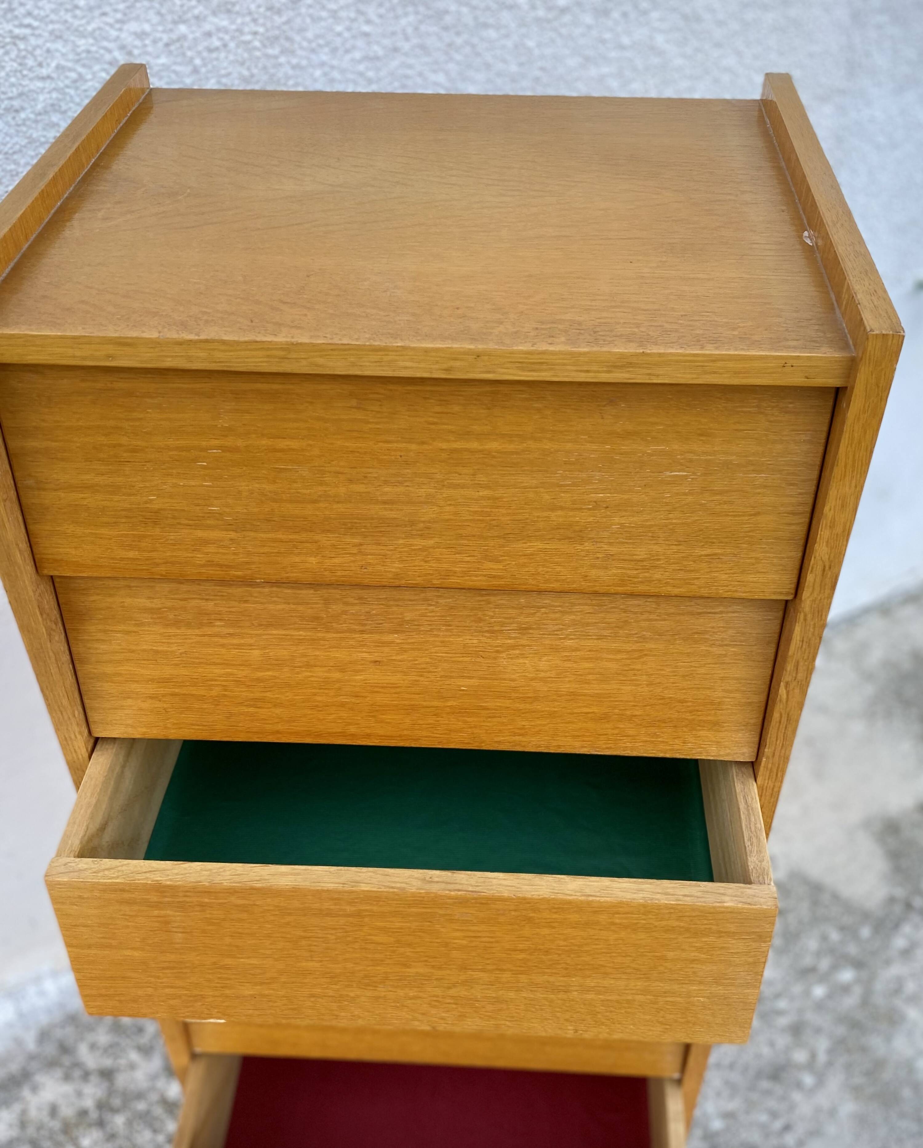 Vintage 1960s chest of drawers with compass legs and 6 slanted drawers