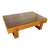 Rosewood coffee table, with black glass top, Brazil 1970