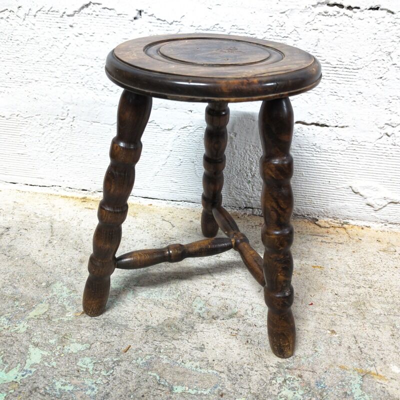 Tripod wooden stool turned