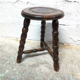 Tripod wooden stool turned