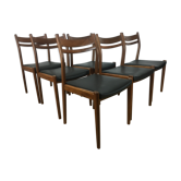 6 chaises teck style scandinave, Gessef Consorzio Sedie Friuli, Italie 1960