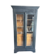 Black painted wardrobe with two glass doors and an interior sideboard.