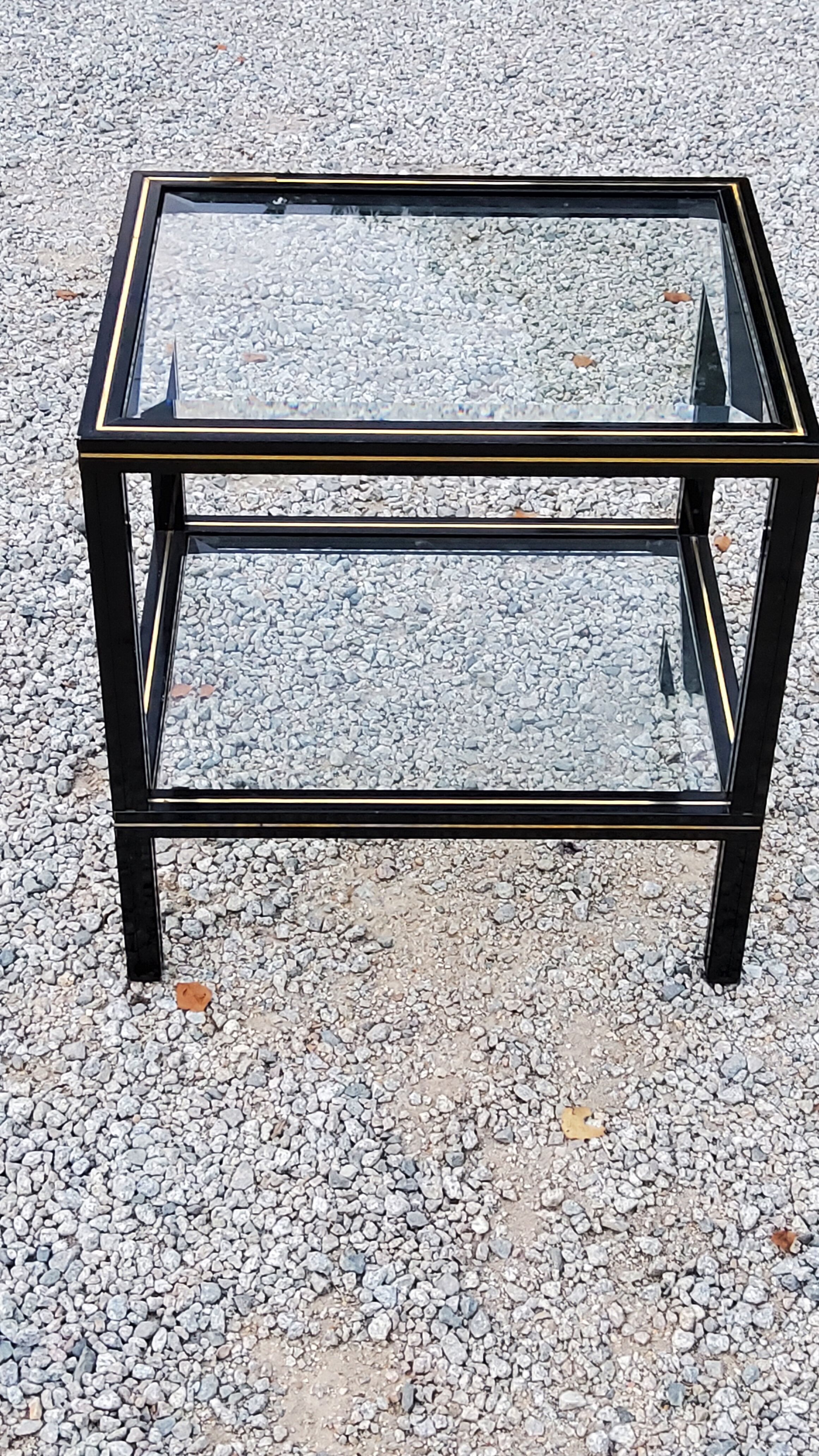 Side table end of sofa Pierre Vandel in metal and glass tops