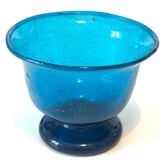 Coupelle à pied verre soufflé bleu