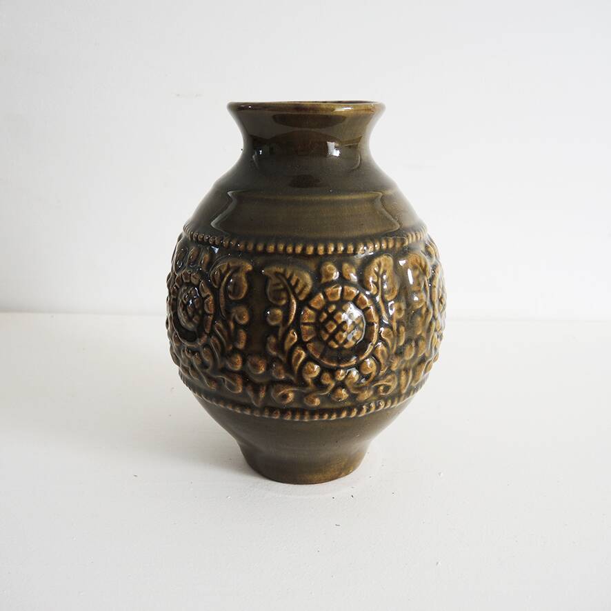 Antique West German Green Ceramic Vase