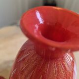 Vase boule rouge en verre soufflé Murano – Italie années 70