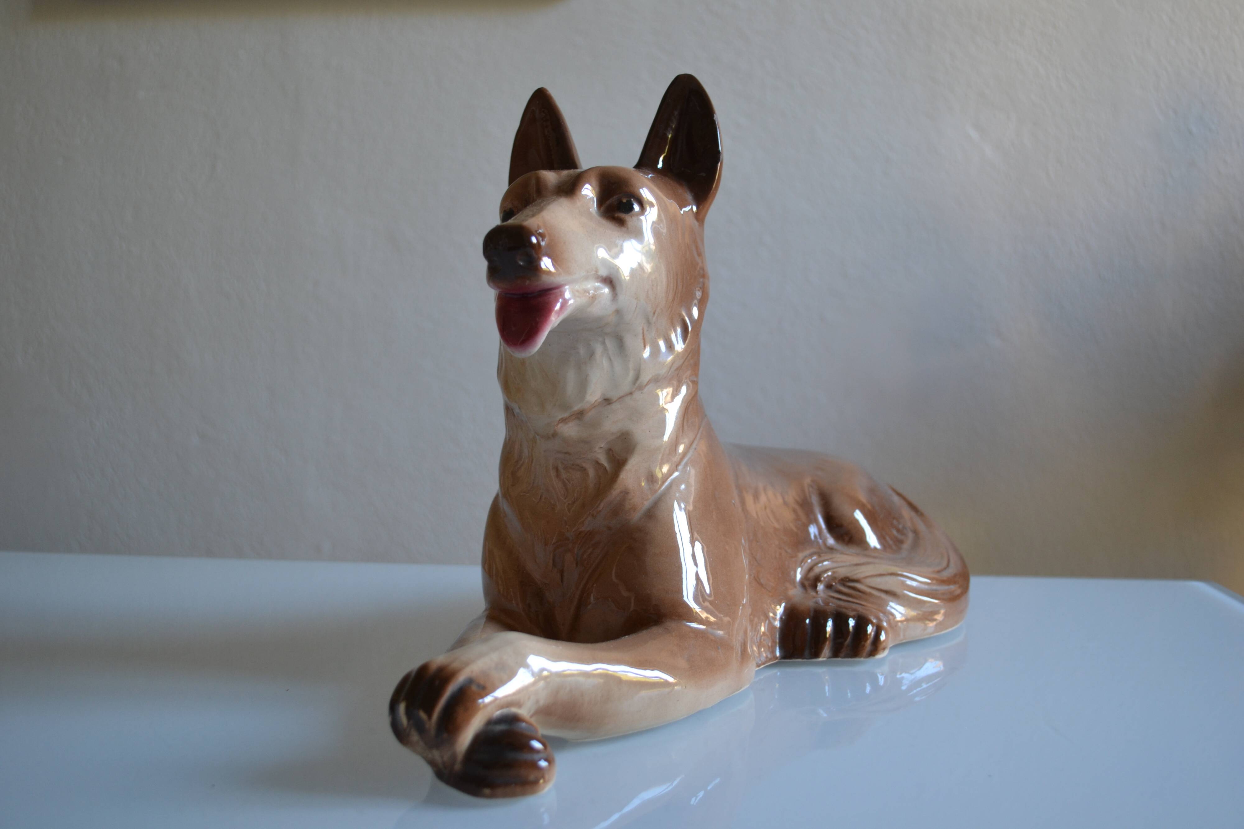Wolf Dog German Shepherd Ceramic Saint Clément L 39 cm H 26 cm
