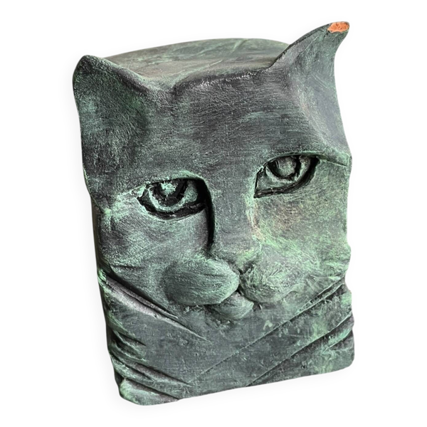 Chat Sculpture moderniste terre cuite — Beyit