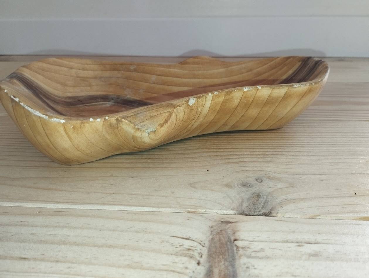 Vallauris catchall – Wood imitation enamel – Organic shape – 1950s–60s