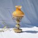 Lamp in onyx, brass and orange opaline lampshade