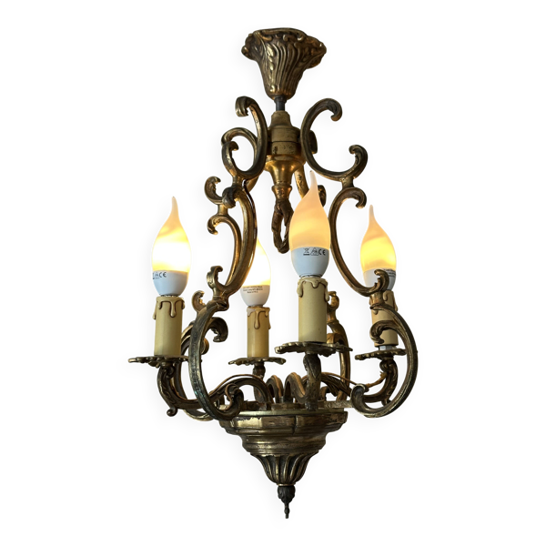 Suspension en bronze à 4 lumières