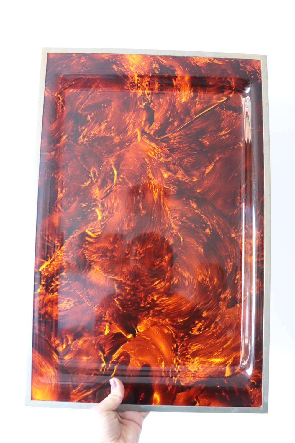 Vintage 70s tortoiseshell style lucite tray